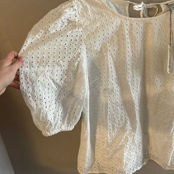 NWT a new day puff sleeve eyelet white blouse - Picture 4 of 10